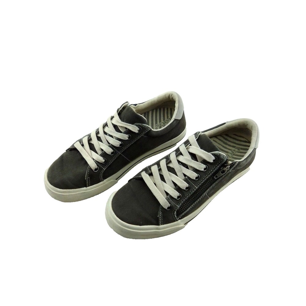 Toas Z Soul Women's Grey/White Canvas Suede Zipper Close Skate Sneakers Size 6.5